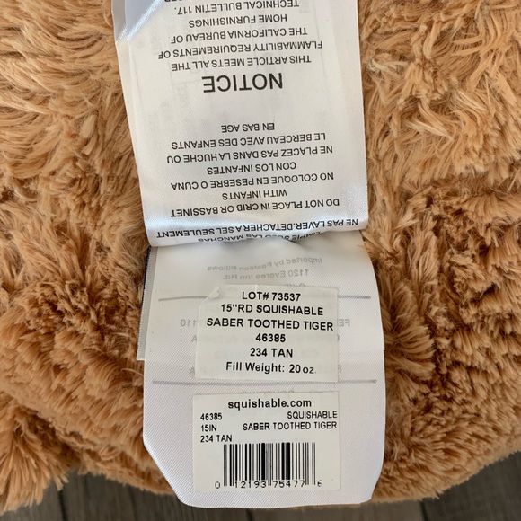 Squishable Sabertooth Tiger 15” plush RETIRED - Picture 3 of 3